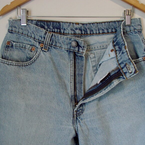 Vintage 90s Levi's 550 Jeans Relaxed Fit Tapered Leg Black Batwing 1991 34 x 30 - Picture 8 of 15